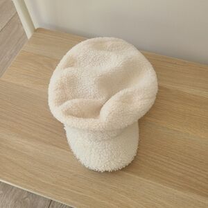 Cozy Cream White Sherpa Baker Boy Hat